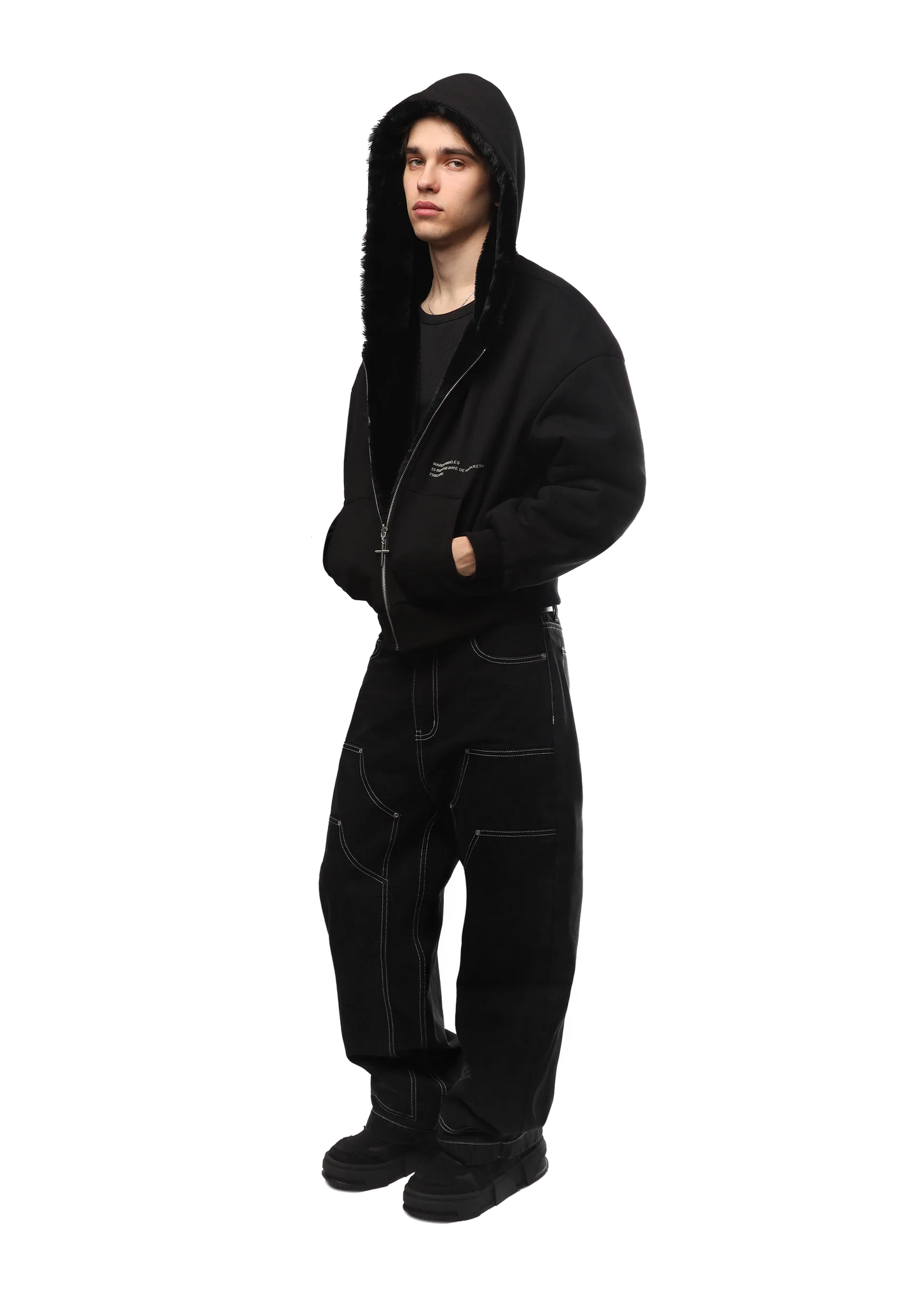 REVERSIBLE FUR ZIP HOODIE