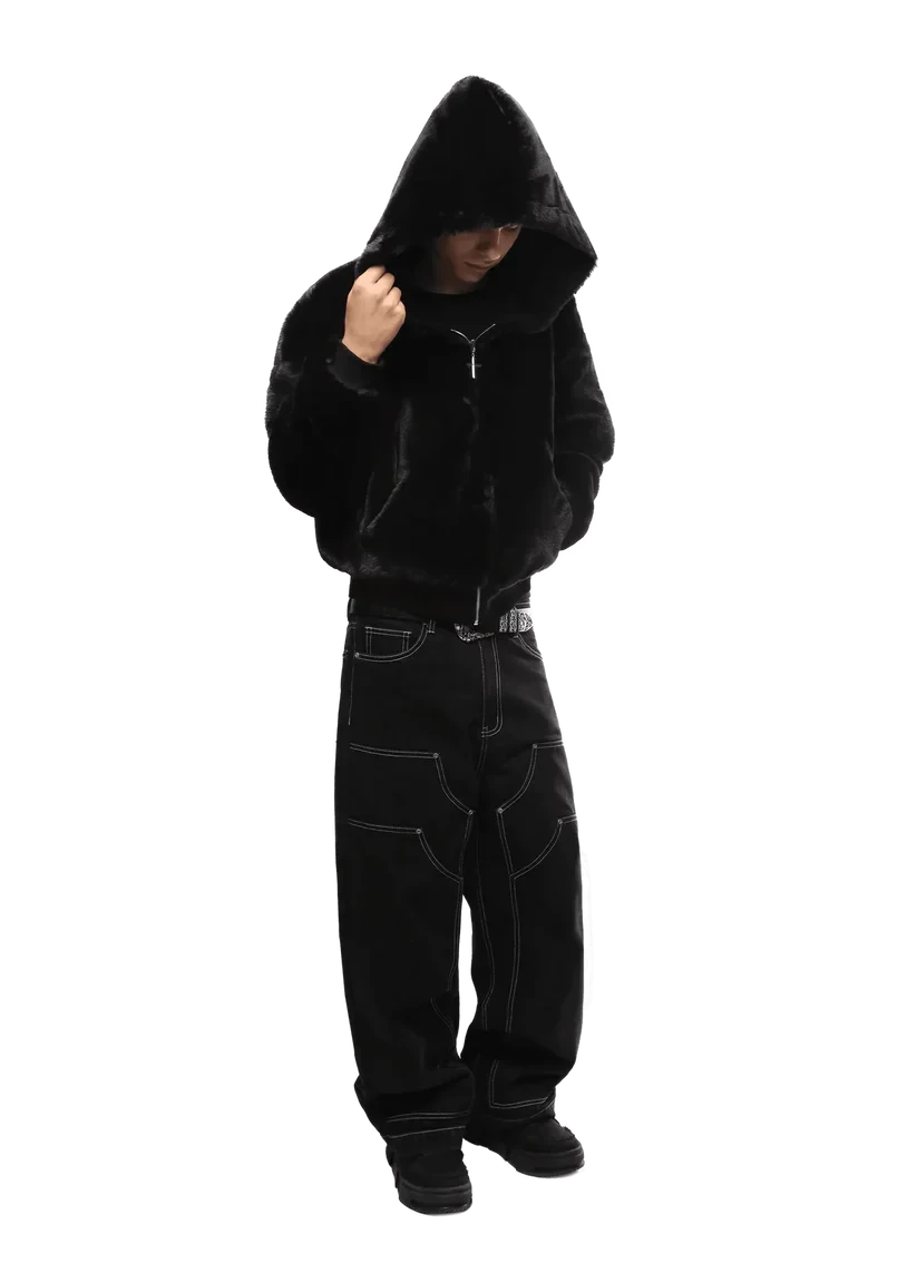 REVERSIBLE FUR ZIP HOODIE